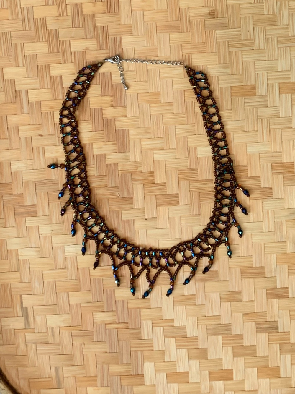Handcrafted Brown Beaded Fringe Necklace - Elegant Women’s Jewelry